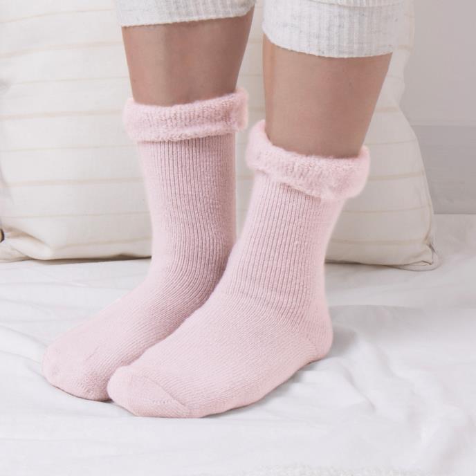 Totes Toasties THERMAL BRUSHED BED SOCK Womens Socks Pink - Shuperb