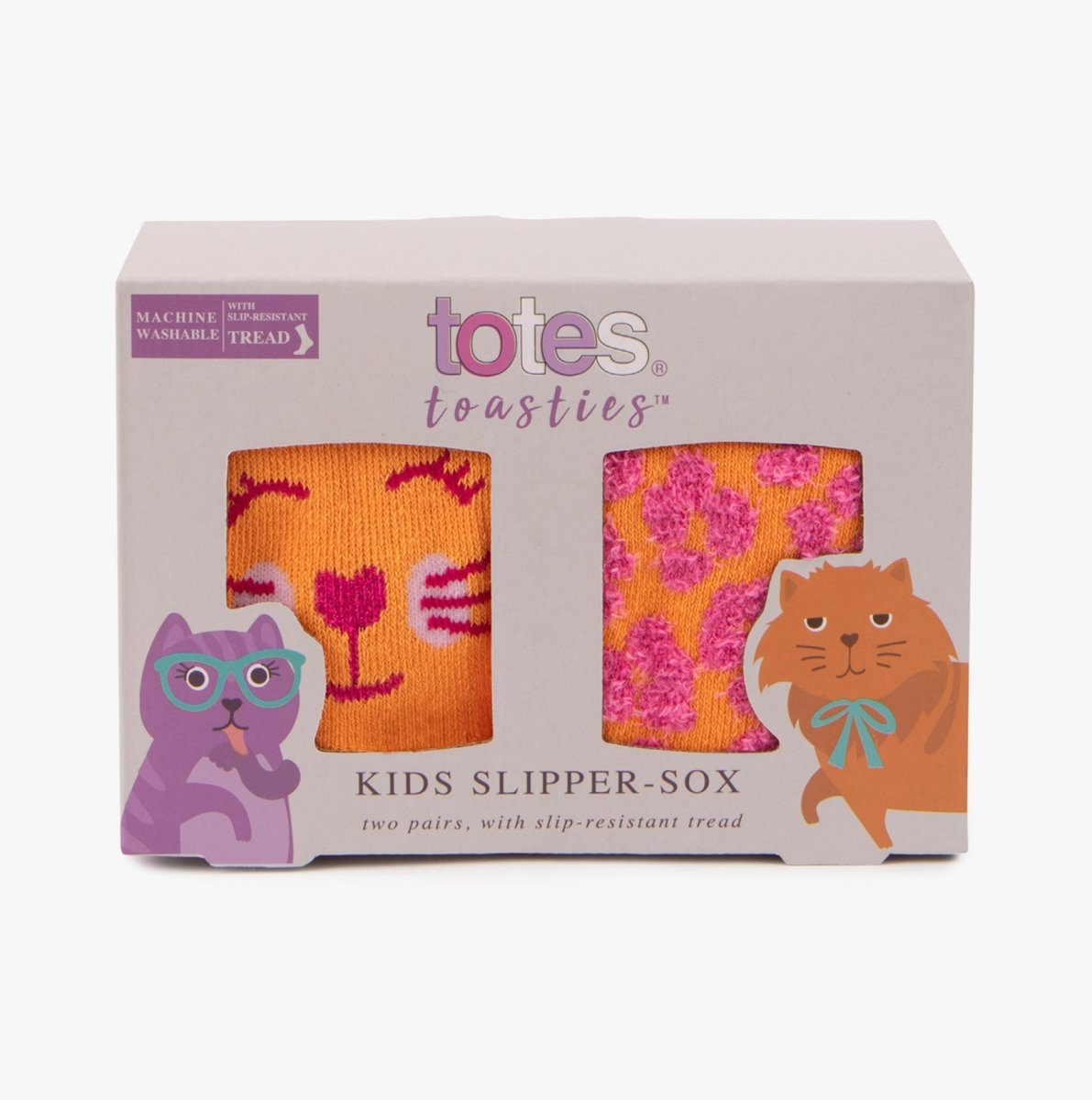 Totes Toasties ORIGINAL Slipper Socks (Twin Pack) Unisex Kids Socks Cat - Shuperb