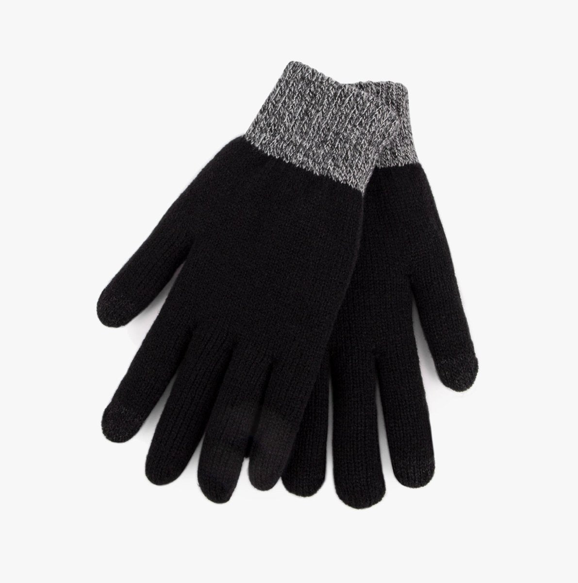 Totes Toasties STRETCH KNITTED SMARTOUCH Mens Gloves Black - Shuperb