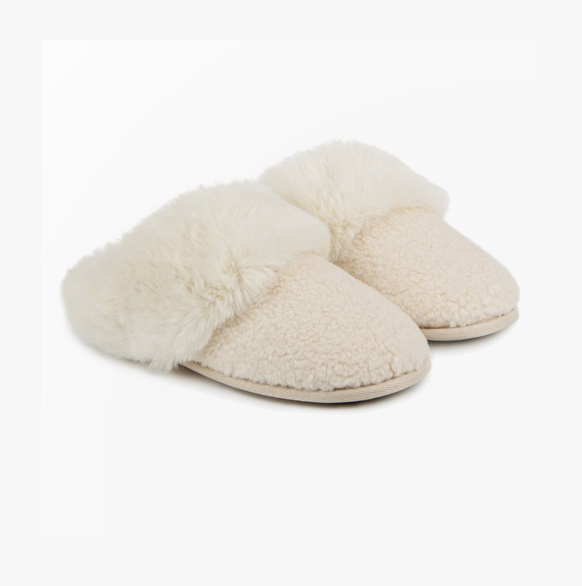 Totes Toasties TEXTURED FAUX FUR MULE Slippers Womens Cream - Shuperb