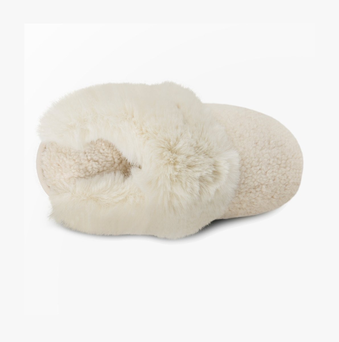 Totes Toasties TEXTURED FAUX FUR MULE Slippers Womens Cream - Shuperb