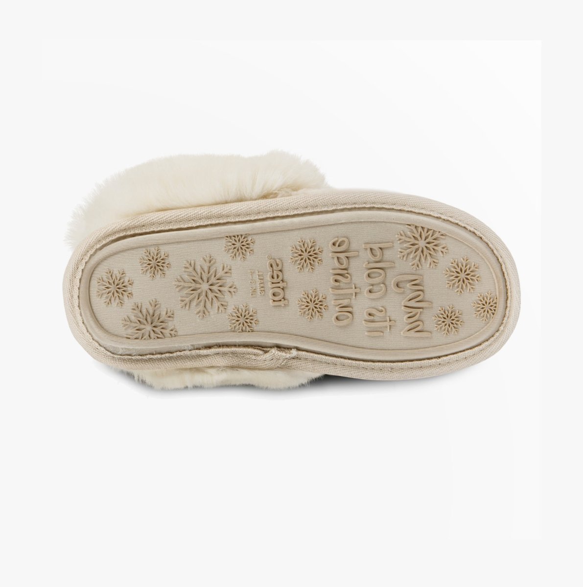 Totes Toasties TEXTURED FAUX FUR MULE Slippers Womens Cream - Shuperb