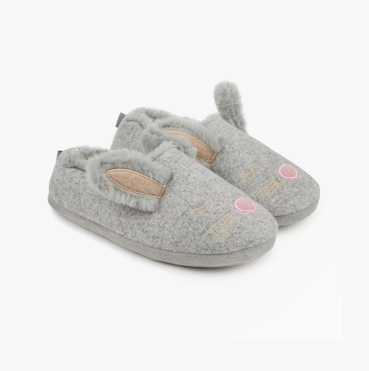 Totes Toasties NOVELTY BUNNY Mule Slippers Womens Grey - Shuperb