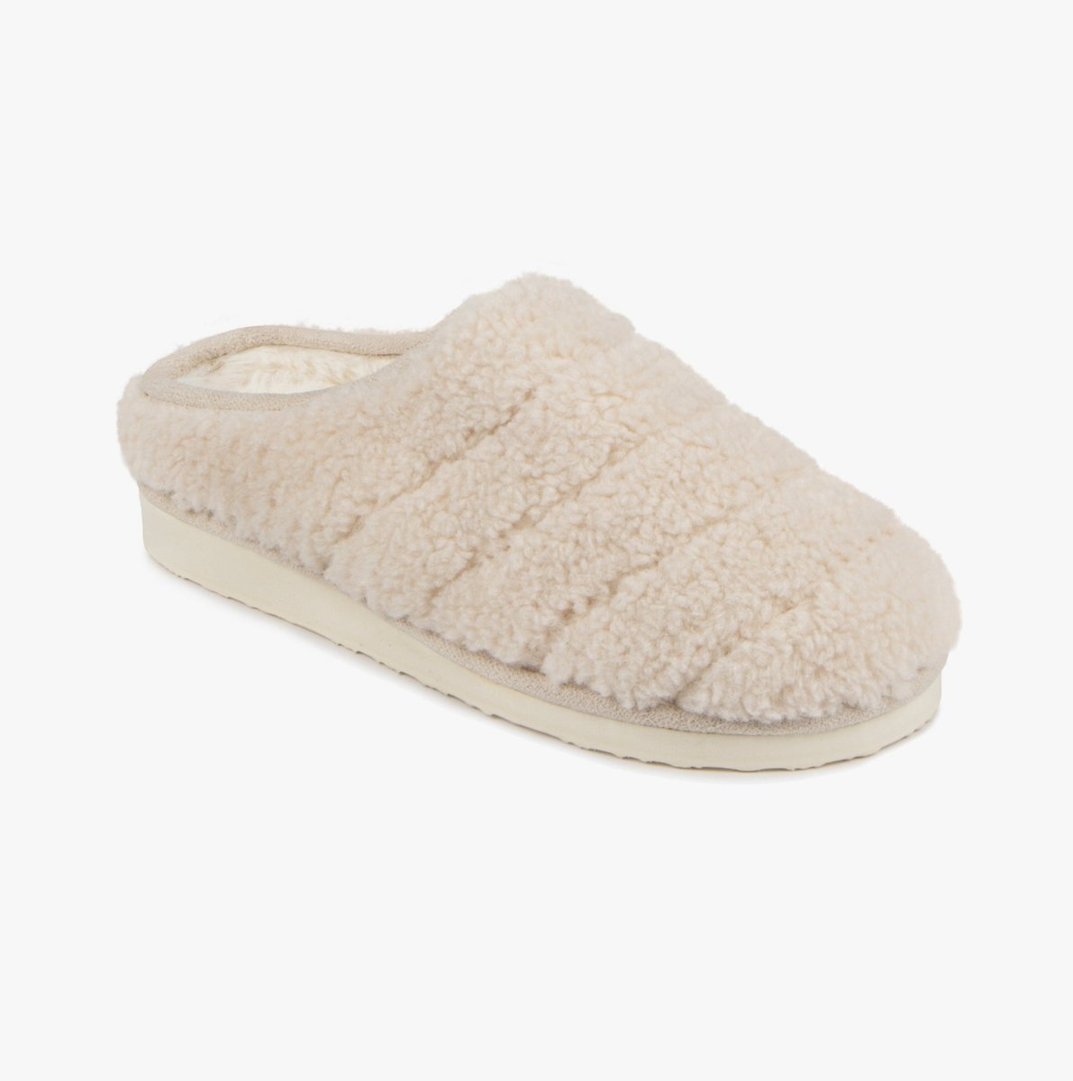 Totes Toasties QUILTED BORG EVA MULE Slippers Womens Cream - Shuperb