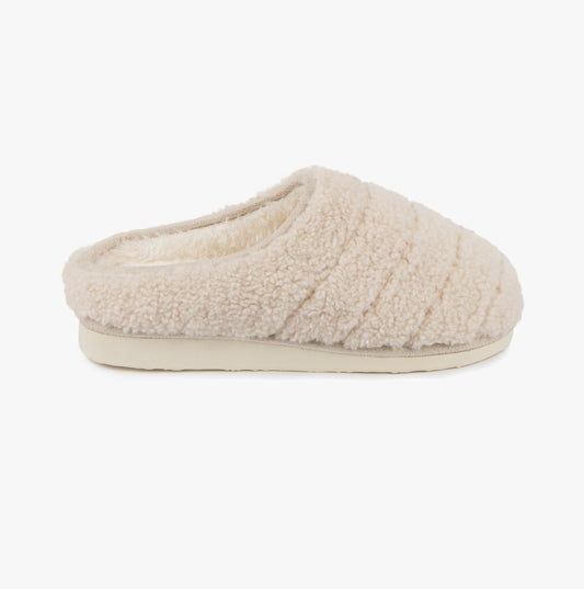 Totes Toasties QUILTED BORG EVA MULE Slippers Womens Cream - Shuperb