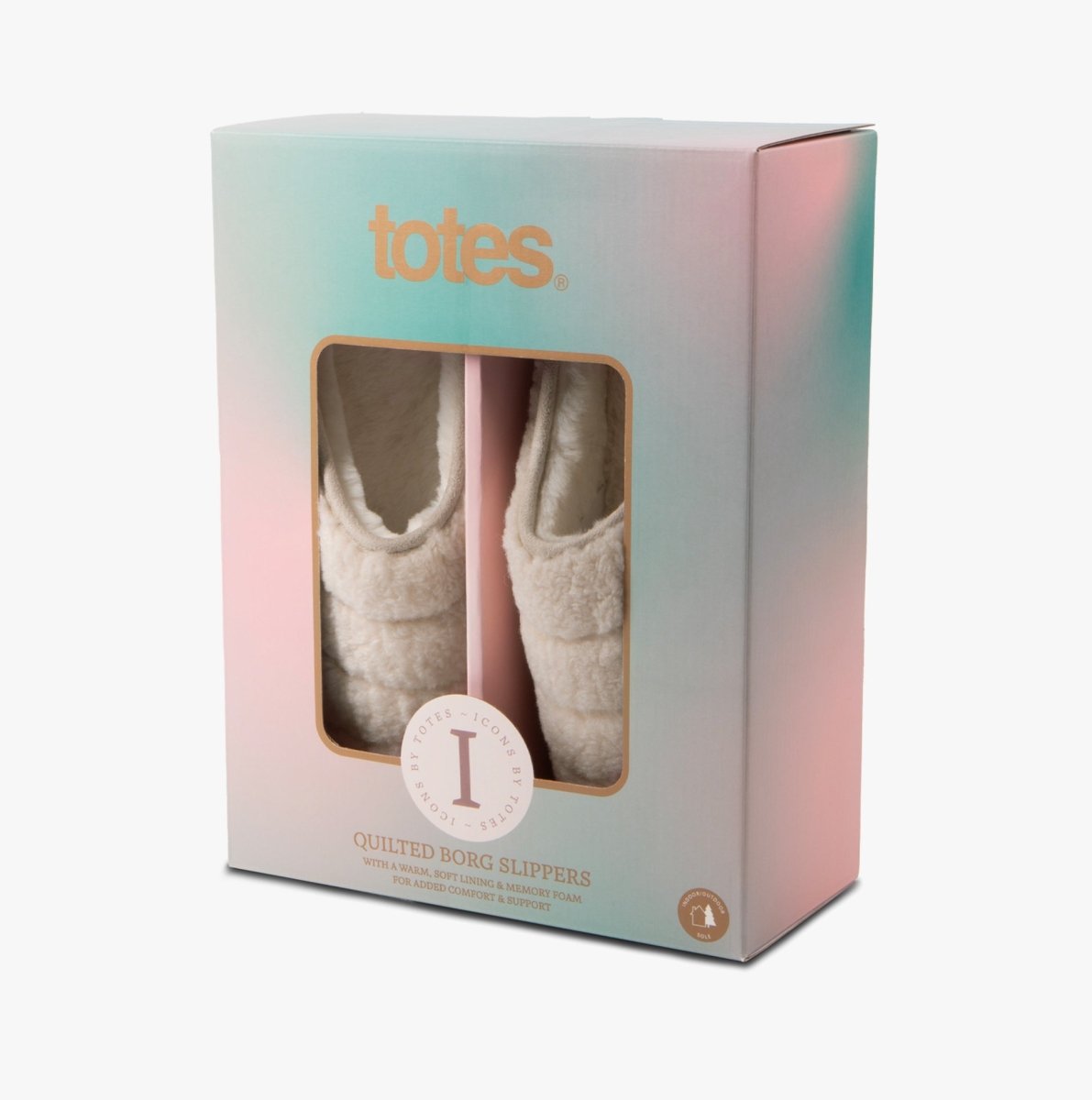 Totes Toasties QUILTED BORG EVA MULE Slippers Womens Cream - Shuperb