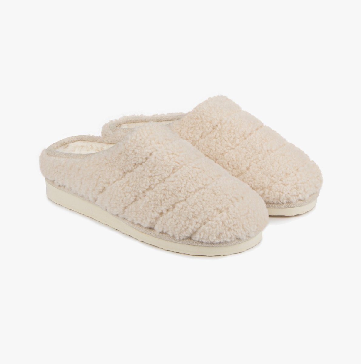 Totes Toasties QUILTED BORG EVA MULE Slippers Womens Cream - Shuperb