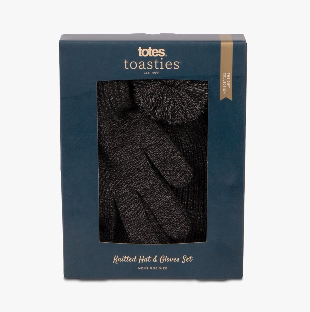 Totes Toasties Hat & Glove Set Mens Black / Grey - Shuperb