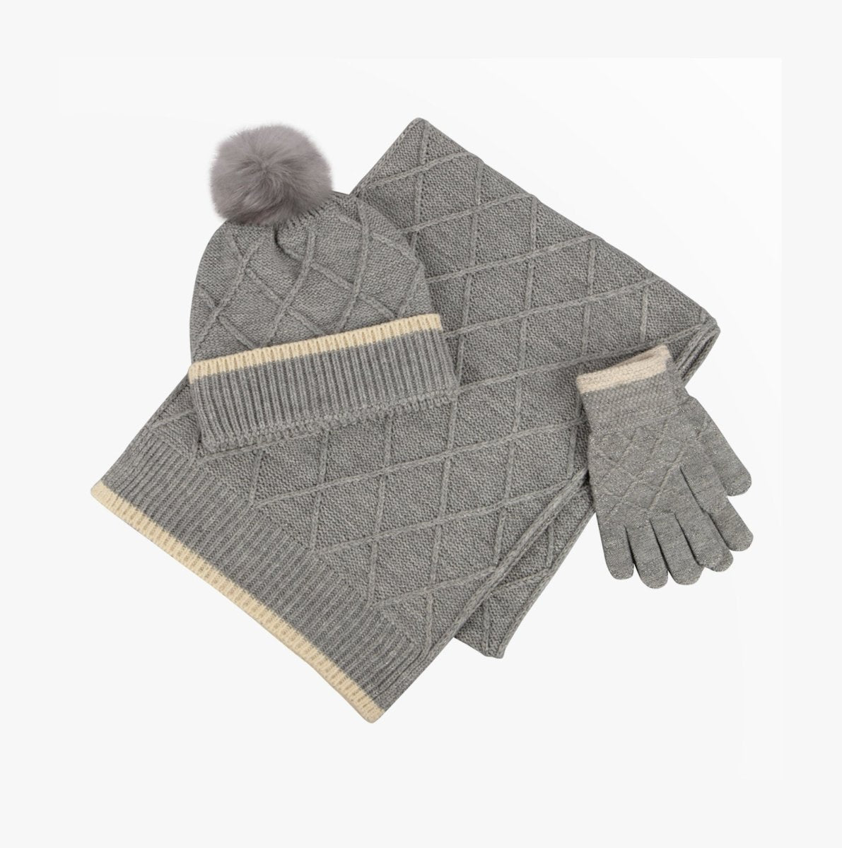 Totes Toasties Hat Scarf & Glove Set Womens Grey - Shuperb