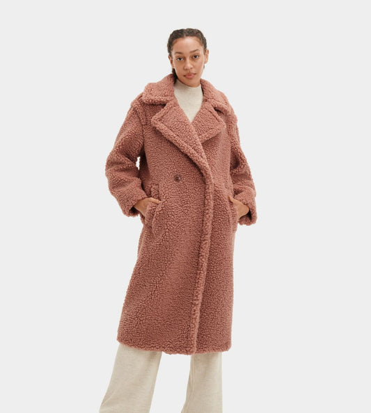 UGG GERTRUDE LONG TEDDY Womens Coat Chestnut - Shuperb