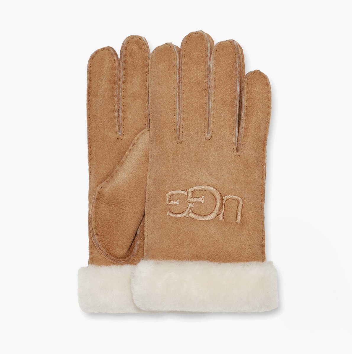 UGG SHEEPSKIN EMBROIDER Womens Gloves Chestnut - Shuperb