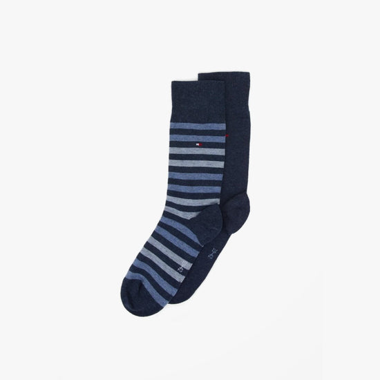 Tommy Hilfiger 2 Pack Mens Crew Stripe Socks Navy - Shuperb