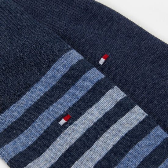 Tommy Hilfiger 2 Pack Mens Crew Stripe Socks Navy - Shuperb