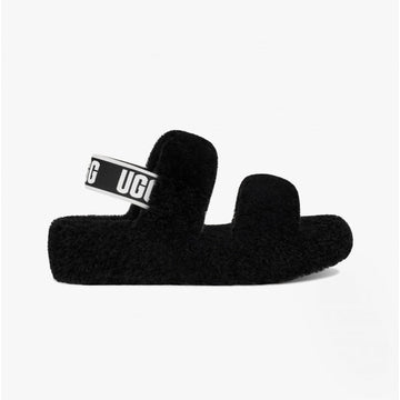 UGG OH YEAH Ladies Sheepskin Slingback Slippers Black - Shuperb