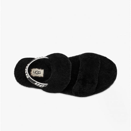 UGG OH YEAH Ladies Sheepskin Slingback Slippers Black - Shuperb